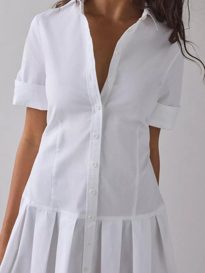 Treatment Drop Waist Short Sleeve Shirt Mini Dress