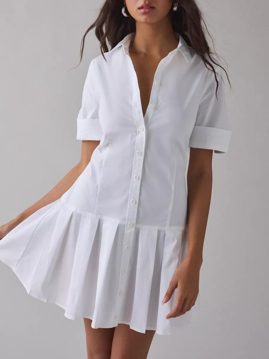 Treatment Drop Waist Short Sleeve Shirt Mini Dress