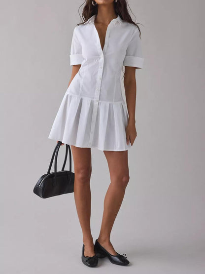 Treatment Drop Waist Short Sleeve Shirt Mini Dress