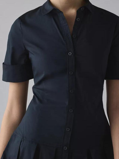 Treatment Drop Waist Short Sleeve Shirt Mini Dress
