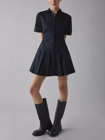 Treatment Drop Waist Short Sleeve Shirt Mini Dress