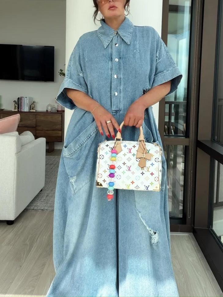 Oversized Loose Fit Denim Jumpsuit