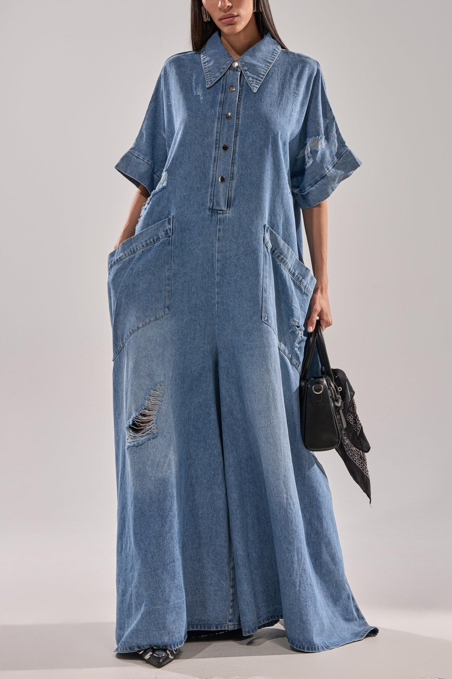 Oversized Loose Fit Denim Jumpsuit