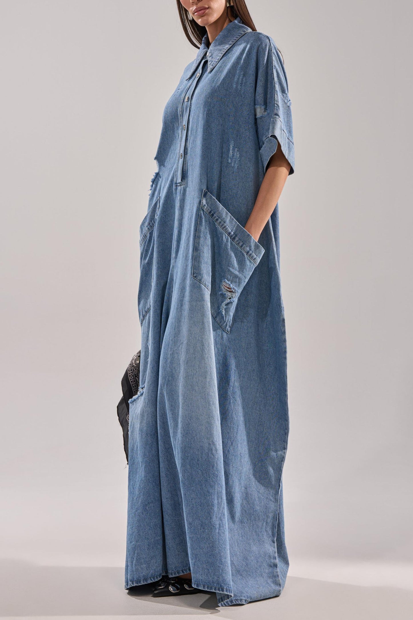 Oversized Loose Fit Denim Jumpsuit