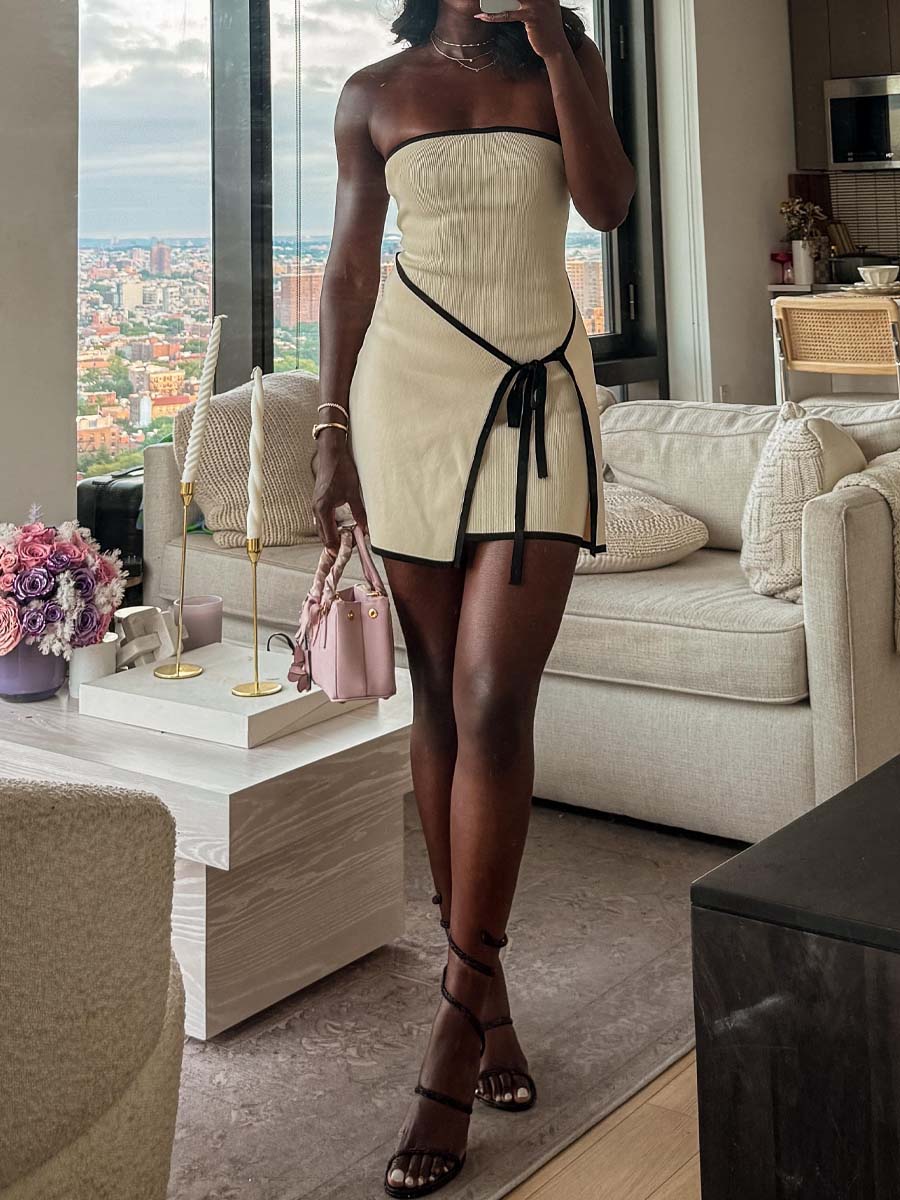 Fashion Knitted Strapless Mini Dress