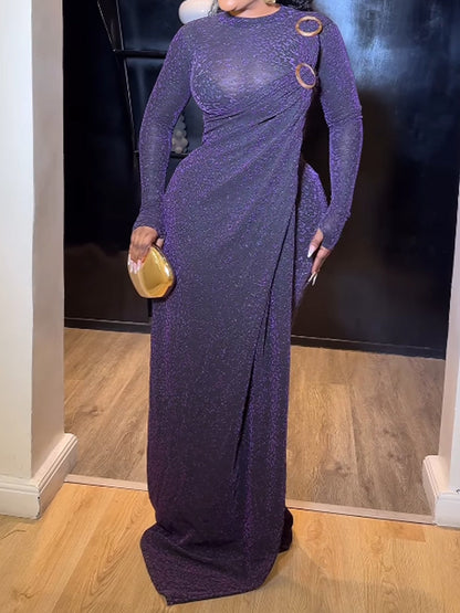 Sexy Slit Hem Maxi Stretch Dress