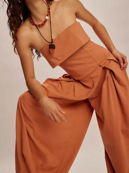 Foldover Bust Strappless Jumpsuit