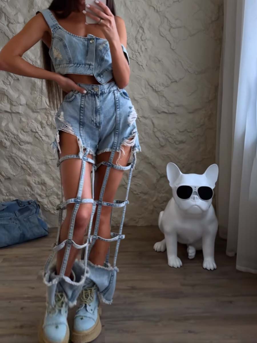 Ripped Hollowed Out Jeans