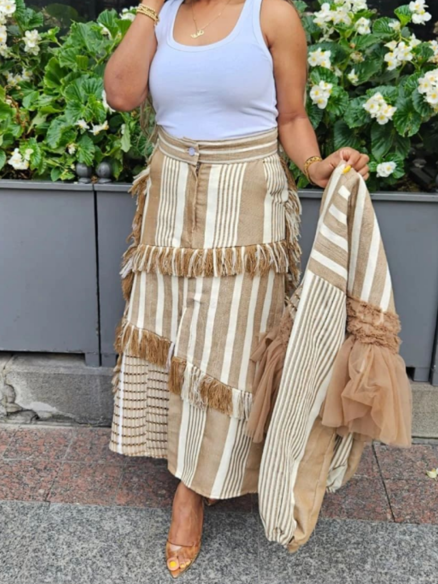 Striped Fringed Suit