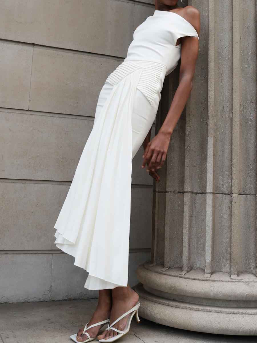 Demure Irregular Occasion Midi Dress