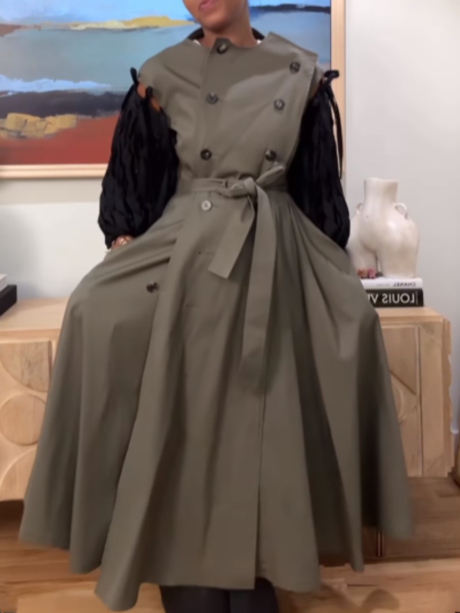 Woven Long-sleeved Top Coat