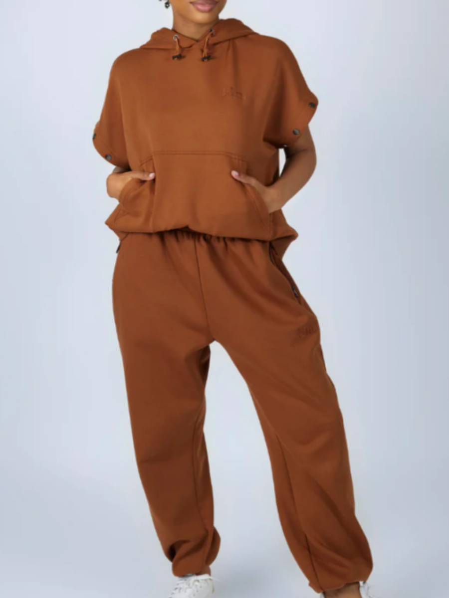 Hooded Detachable Sleeve Pants Suit
