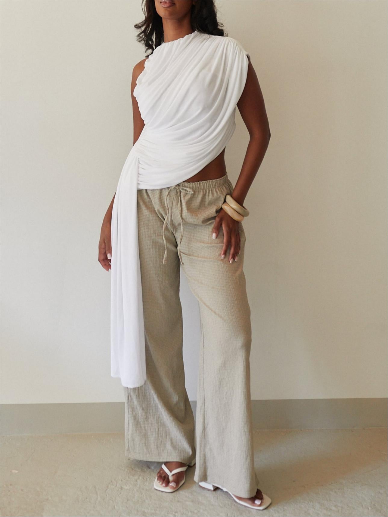 Asymmetrical Ruched Sleeveless Top