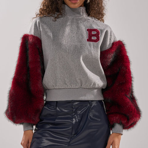 Faux Fur Sleeve Sweat