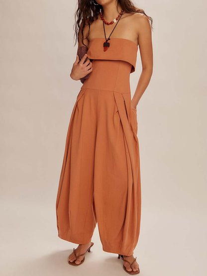 Foldover Bust Strappless Jumpsuit