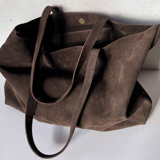 Large Suede Frosted Leather Tote Bag Shoulder Bag
