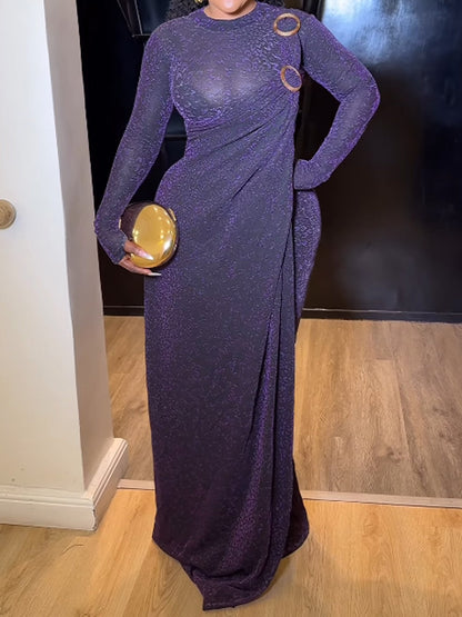 Sexy Slit Hem Maxi Stretch Dress