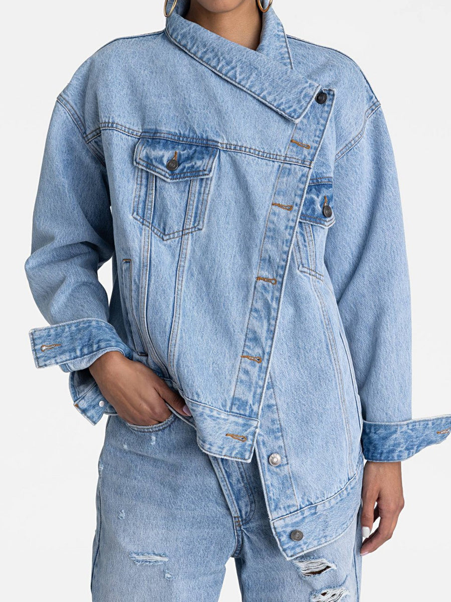 Asymmetric Front Denim Jacket