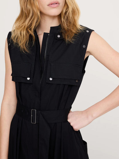 Stretch-Cotton Utility Maxi Dress