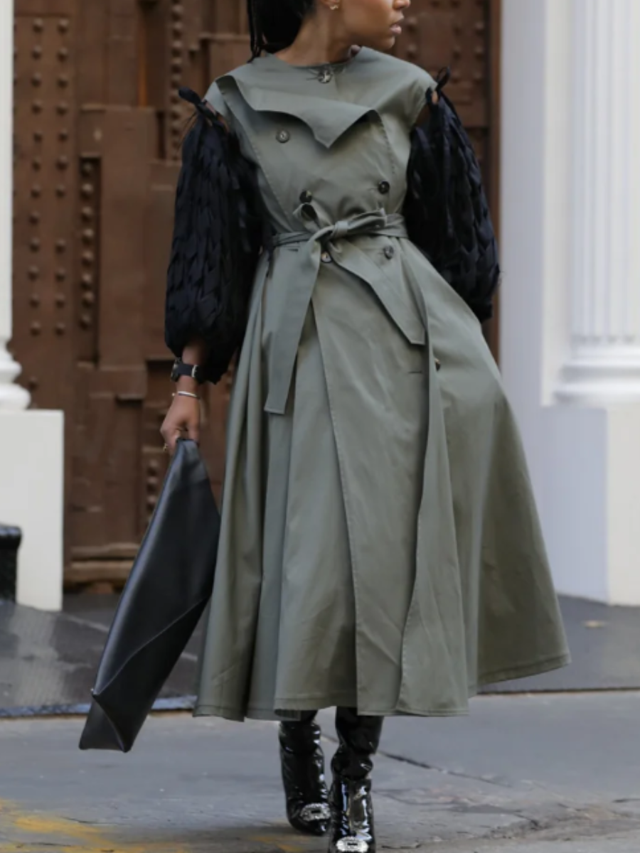 Woven Long-sleeved Top Coat