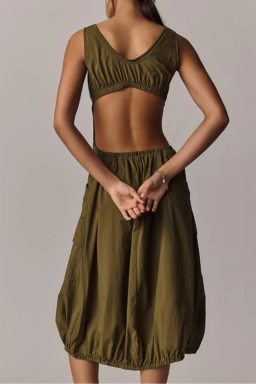 Daily Practice Fastpack Bubble-Hem Midi Dress