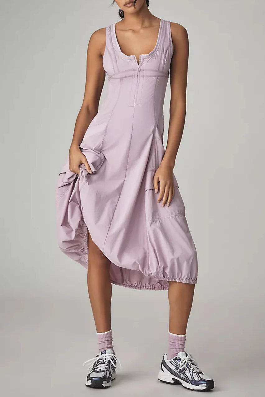 Daily Practice Fastpack Bubble-Hem Midi Dress