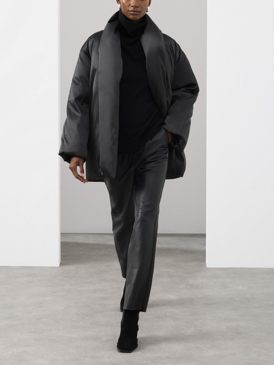 Smooth Satin High Neck Coat