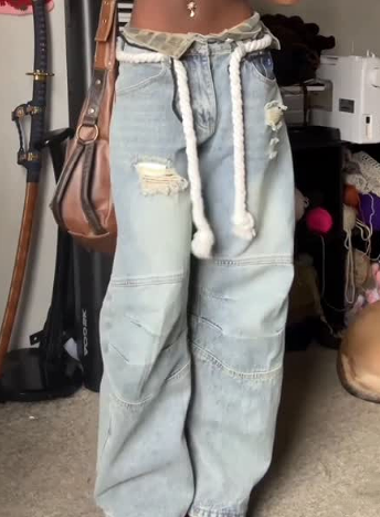 Double-wasit Stylish Casual Jeans