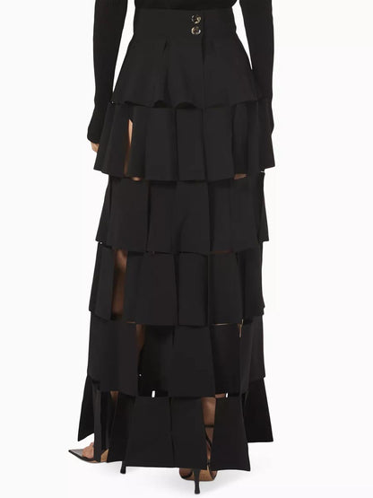 Rectangle Tassel Details High Waist Skirt