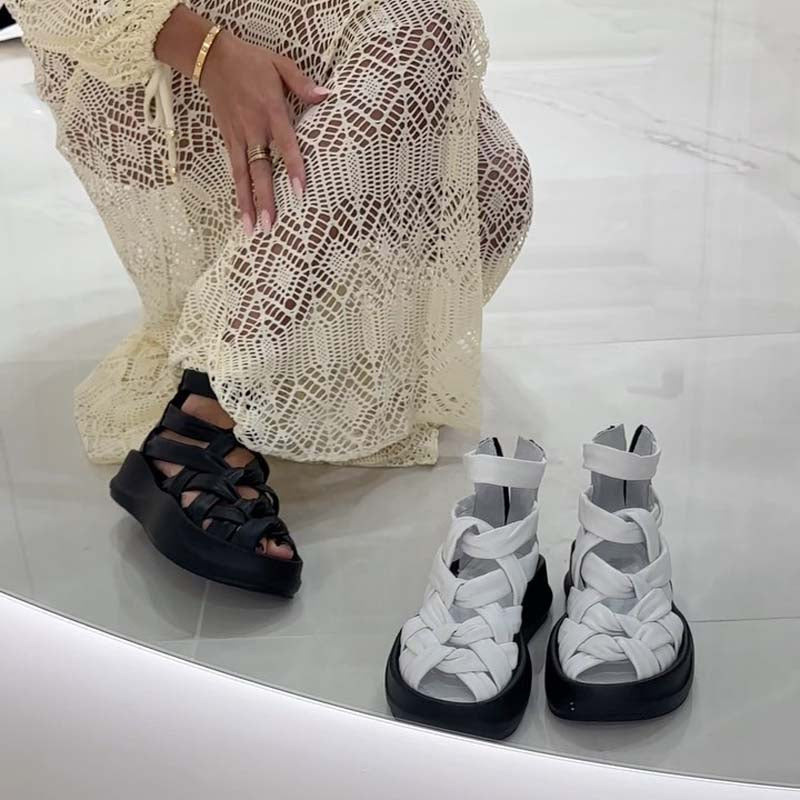 Soft-soled Woven Platform Sandals