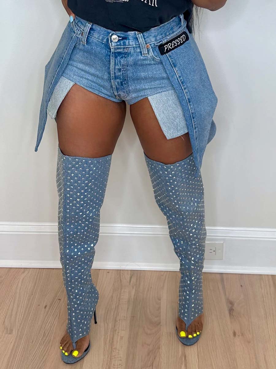 Irregular Denim Shorts