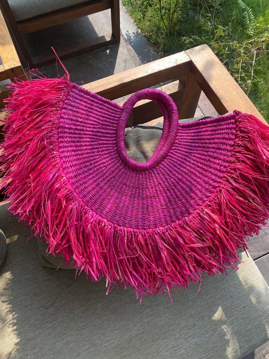 Tassel Handheld Straw Woven Bag Holiday Travel Woven Bag