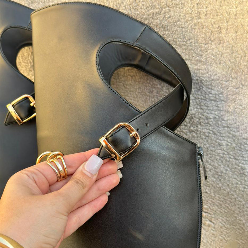 Hollowed Out Cross-Buckle Boots