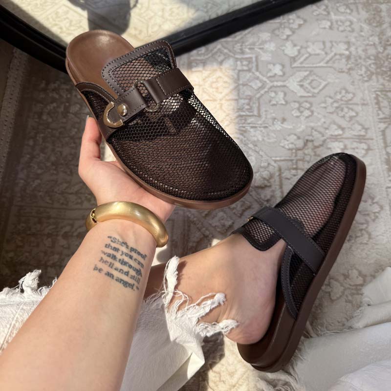 Breathable Baotou Half Slippers Mesh Slip-on Sandals