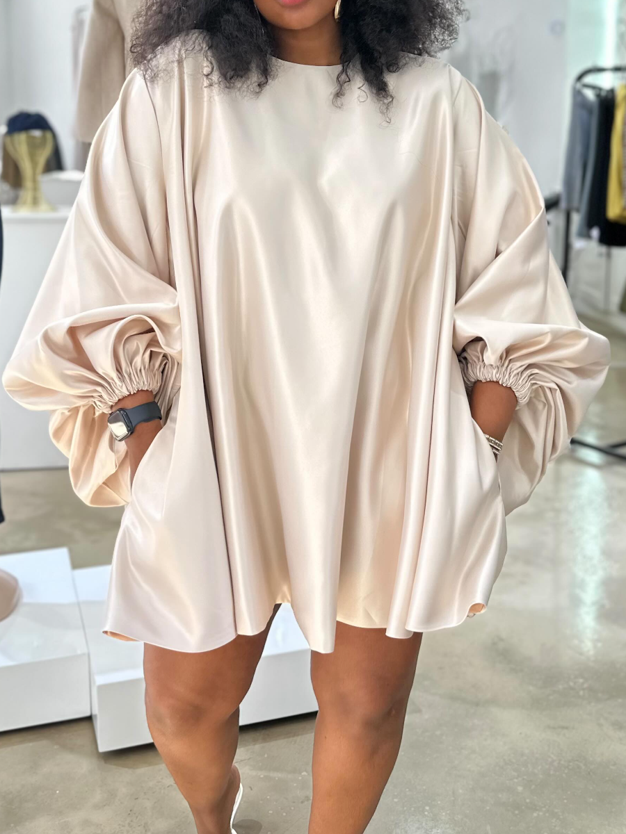 Pleated Cuff Loose Dress