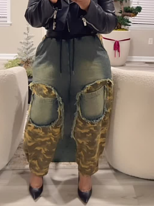 Camouflage Stitching Jeans
