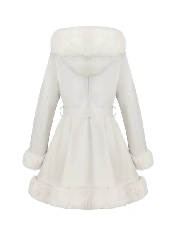 Women's Fall Winter Faux Leather Jacket with Detachable Belt