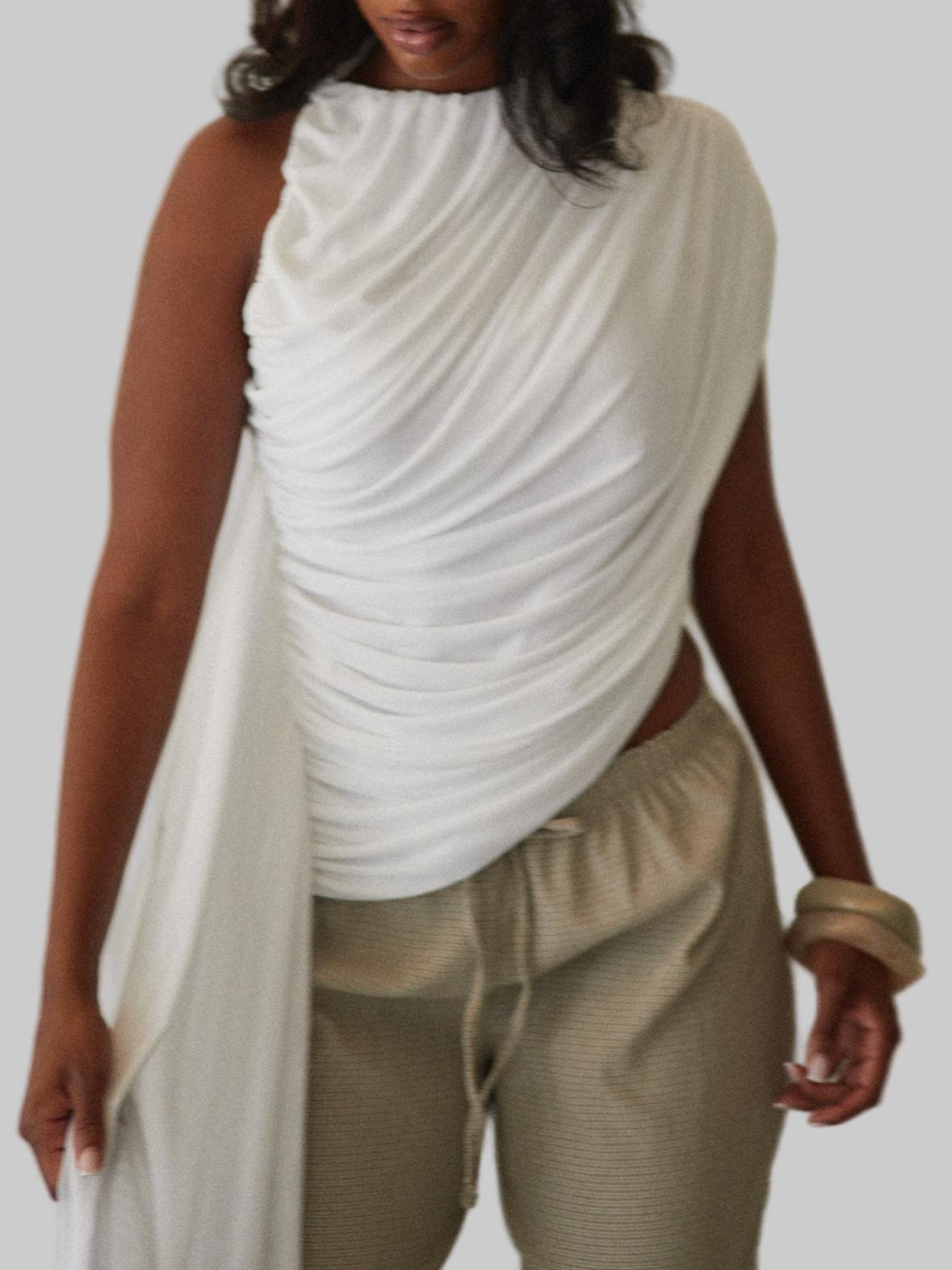 Asymmetrical Ruched Sleeveless Top