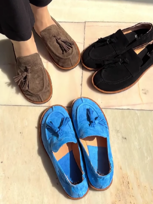 Suede Fringe Pendant Flats