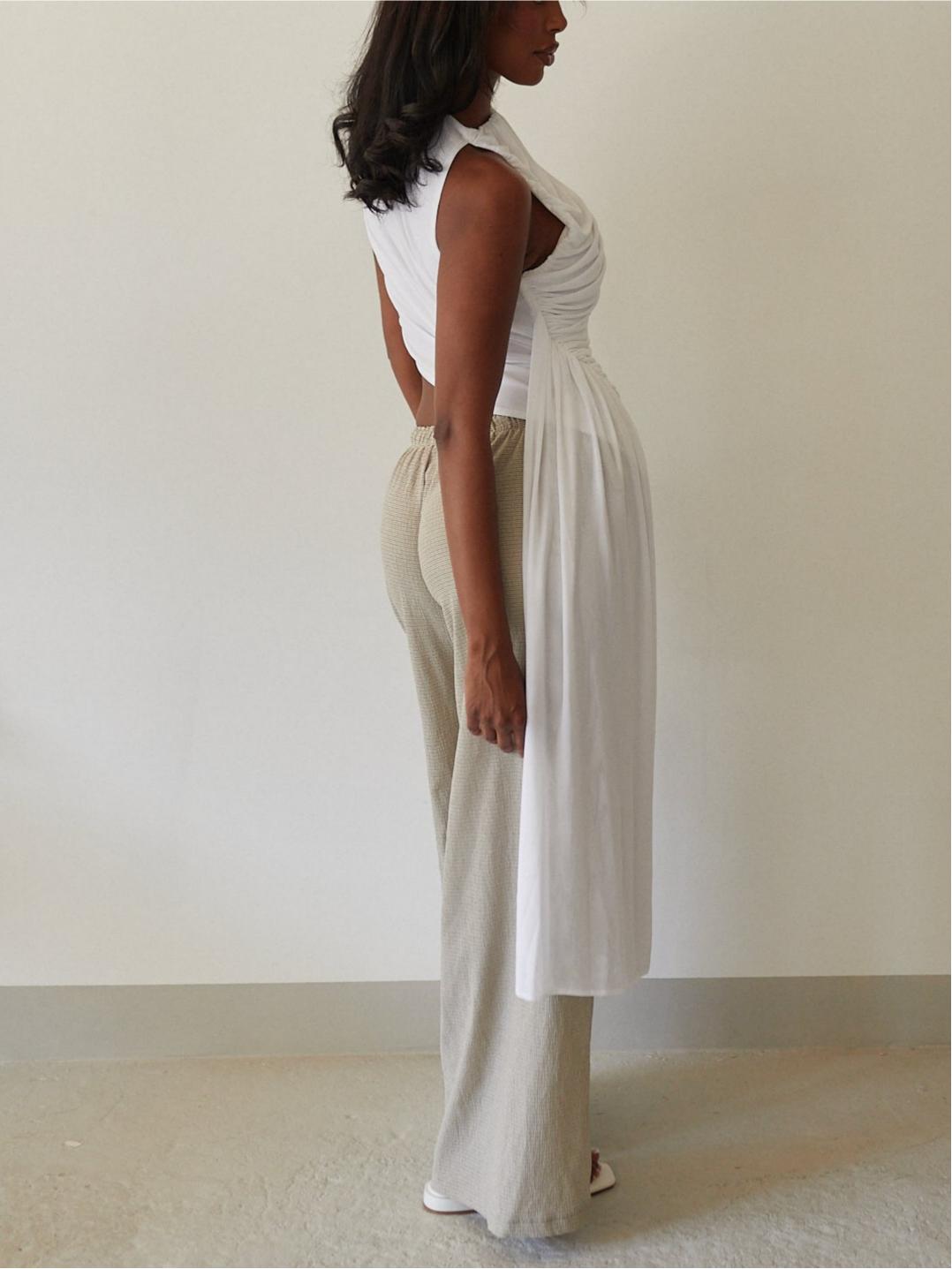 Asymmetrical Ruched Sleeveless Top