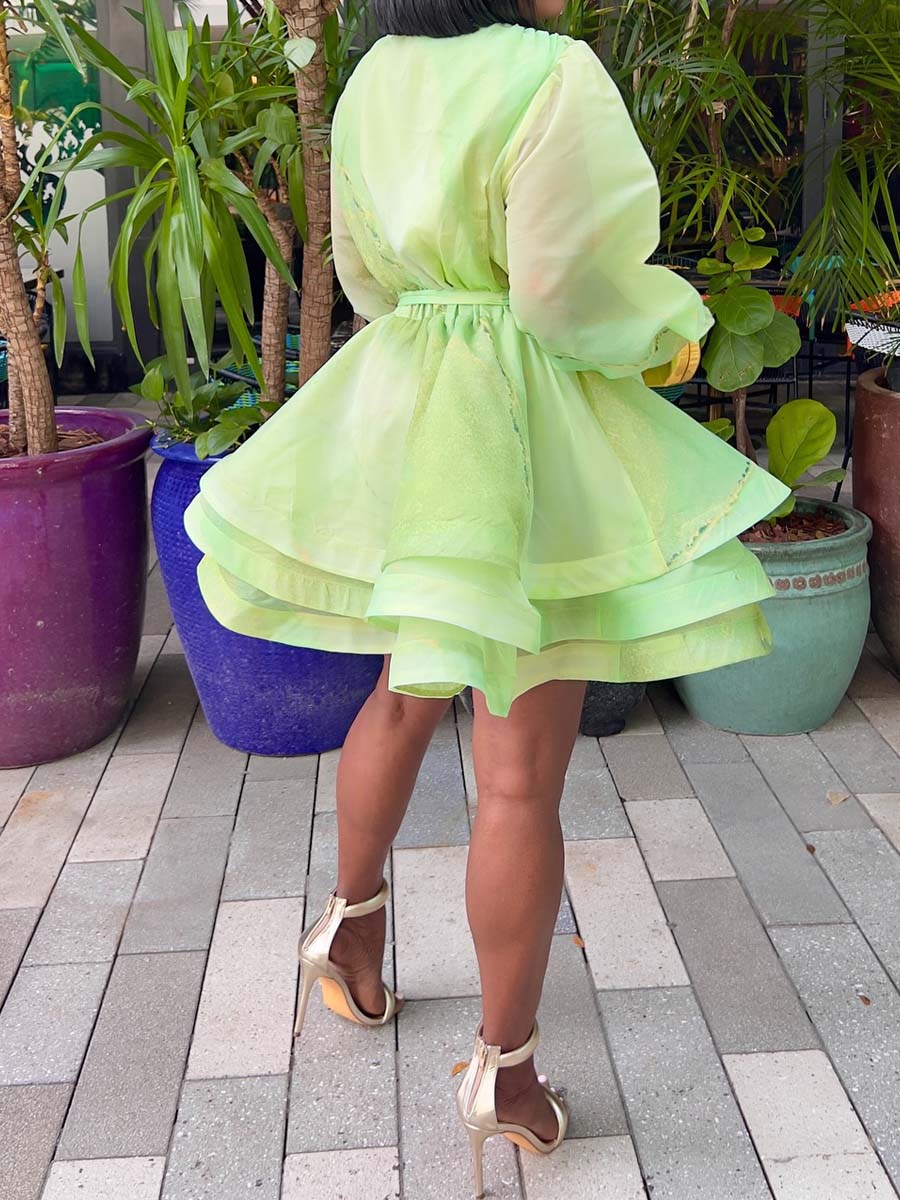 Fashion Flouced Hem Mini Dress