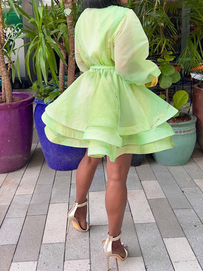 Fashion Flouced Hem Mini Dress