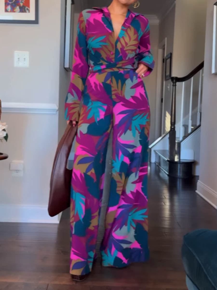 High Neck Printed Two Pieces Set