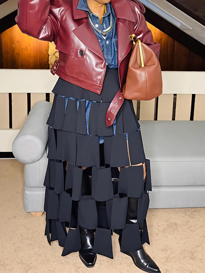 Rectangle Tassel Details High Waist Skirt