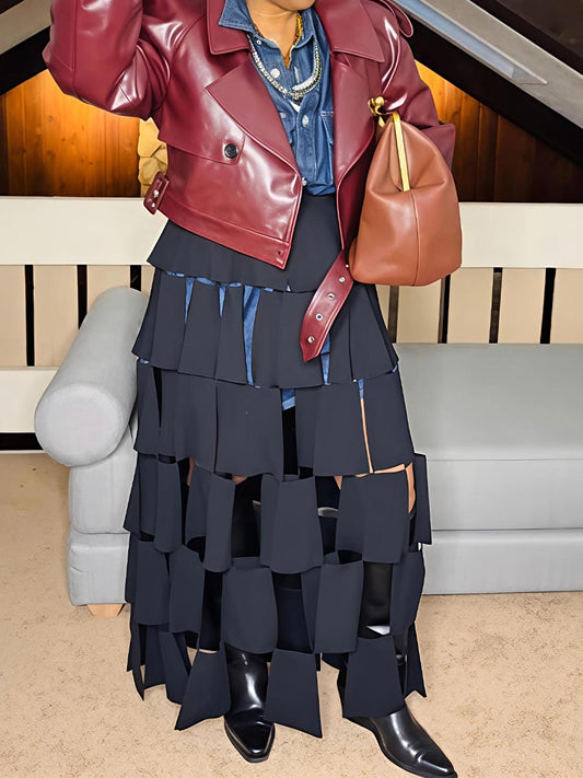 Rectangle Tassel Details High Waist Skirt