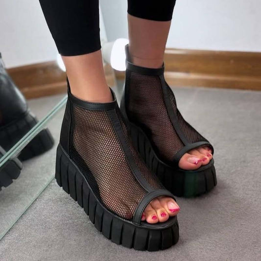 Breathable Mesh Fish-toe Platform Shoes