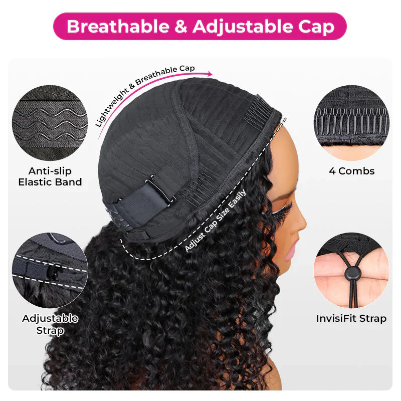 [HALF WIG] Coily Curly Half Wig Seamless Kinky Curly Flip Over Wig Beginner Friendly