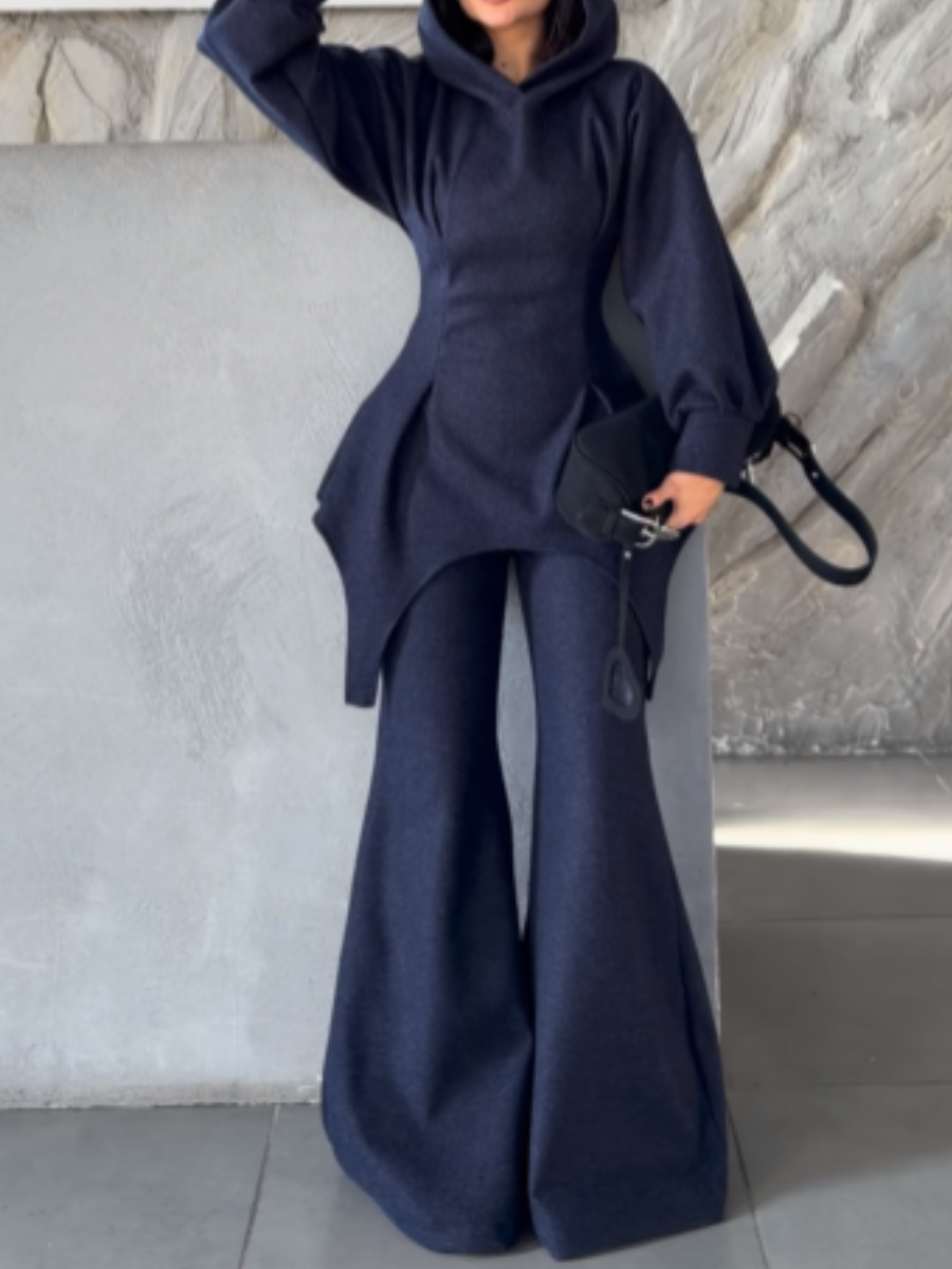 Hooded Slim Fit Flared Pants Set