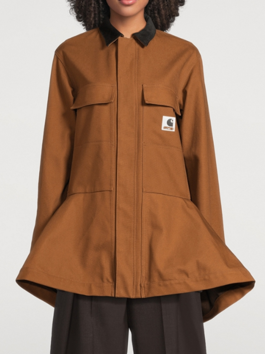 Exaggerated Flared Hem Canvas Jacket