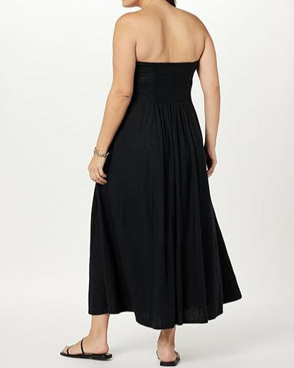 The Drop Women's Carlota Strapless Linen Maxi Dress